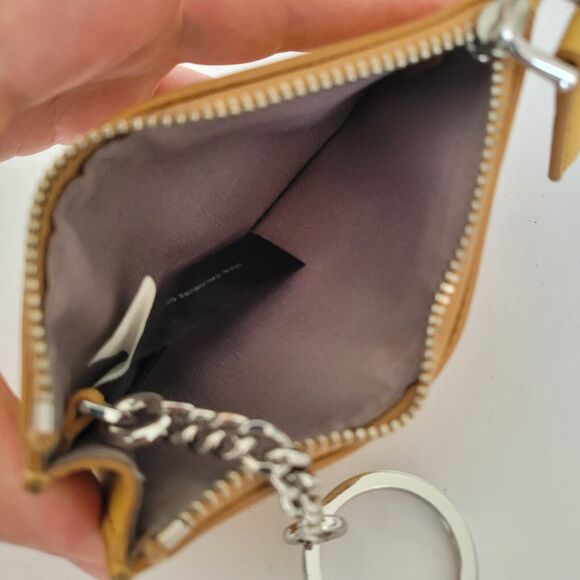 Marc Jacobs Card Key Coin Purse Small Wallet Mustard Yellow Vegan Zip Around - Picture 3 of 9